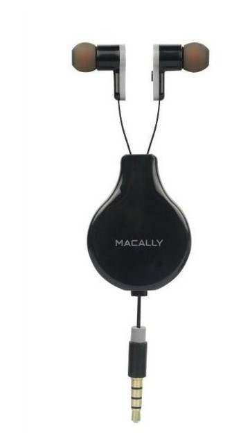Наушники Macally Bubaudio Retractable EarBud with Remote and Microphone Black фото №2