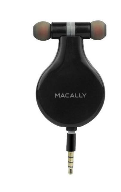 Наушники Macally Bubaudio Retractable EarBud with Remote and Microphone Black фото №3