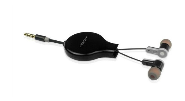 Наушники Macally Bubaudio Retractable EarBud with Remote and Microphone Black фото №1