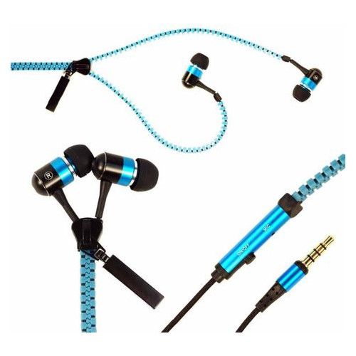 Навушники з гарнітурою Блискавка, сині фото №2