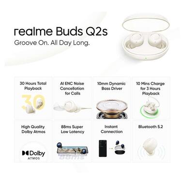 Bluetooth-гарнітура Realme Buds Q2S Paper White EU_ фото №10