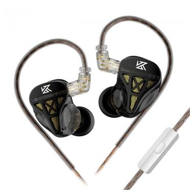 Вакуумні навушники KZ DQS з динамічними випромінювачами (Чорний) фото №1