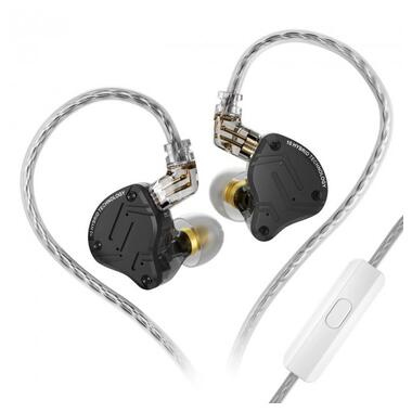 Гібридні навушники KZ ZS10 Pro X з мікрофоном (Чорний) фото №1