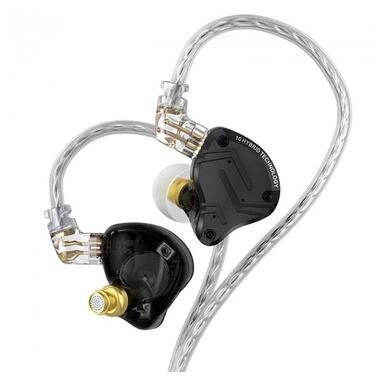 Гібридні навушники KZ ZS10 Pro X з мікрофоном (Чорний) фото №3