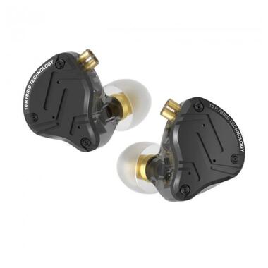 Гібридні навушники KZ ZS10 Pro X з мікрофоном (Чорний) фото №2