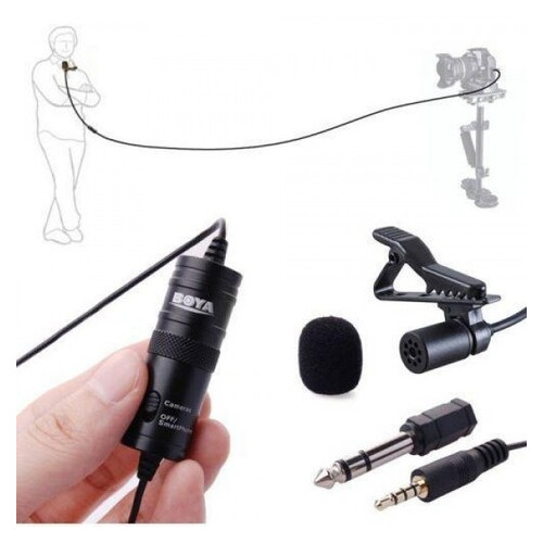 Петличный электретный конденсаторный микрофон Boya BY-M1 3,5мм с переходником, копия (77700600) фото №2