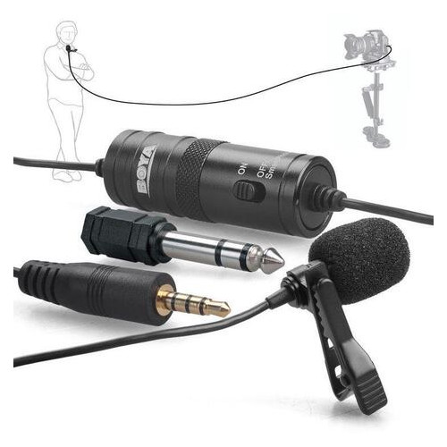 Петличный электретный конденсаторный микрофон Boya BY-M1 3,5мм с переходником, копия (77700600) фото №8
