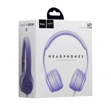 Навушники Hoco W21 Graceful charm wire control headphones Purple фото №2