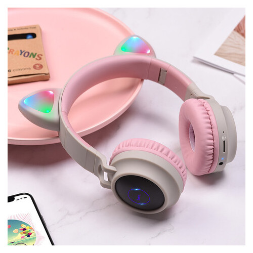 Навушники Hoco Cheerful Cat ear W27 Bluetooth серые фото №2