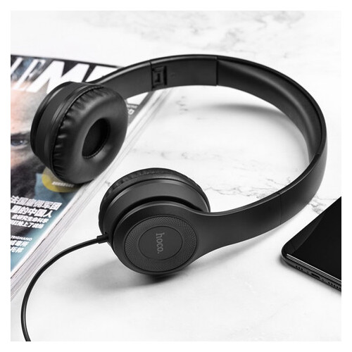 Дротові навушники Hoco W21 Graceful Charm, Чорний фото №3