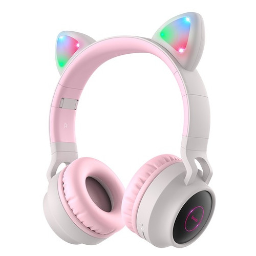 Наушники Hoco W27 CAT EAR Wireless headphones Pink&Grey фото №1