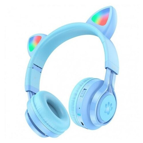 Навушники бездротові hoco W39 Cat ear Blue фото №1