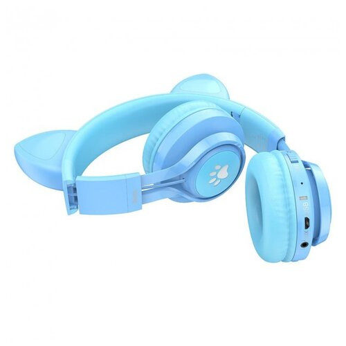 Навушники бездротові hoco W39 Cat ear Blue фото №2