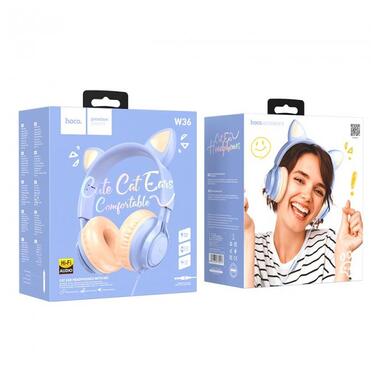Навушники Hoco Cat ear headphones with mic W36 |Hi-Fi| сині фото №4