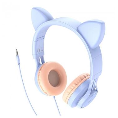 Навушники Hoco Cat ear headphones with mic W36 |Hi-Fi| сині фото №2