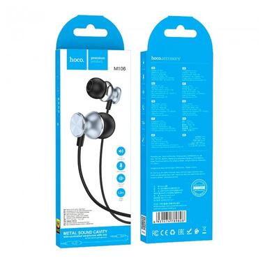 Навушники HOCO Fountain metal universal earphones with microphone M106 сірі фото №6