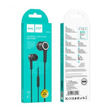 Навушники Hoco Gamble universal earphones with mic M104 чорні фото №6