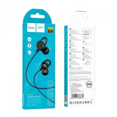 Навушники HOCO Rhyme universal earphones with microphone M103 чорні фото №6