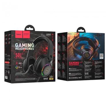 Навушники HOCO Sue headphones gaming W108 |RGB 2m cord| чорні фото №6