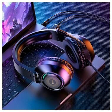 Навушники HOCO Sue headphones gaming W108 |RGB 2m cord| чорні фото №5