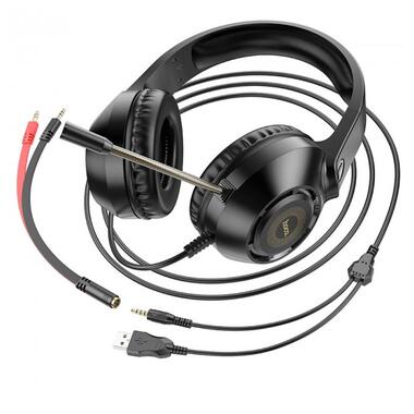 Навушники HOCO Sue headphones gaming W108 |RGB 2m cord| чорні фото №4