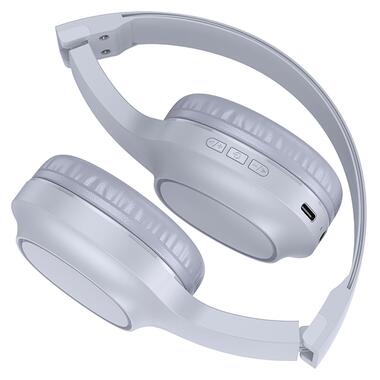 Накладні бездротові навушники Hoco W46 Charm Light blue gray фото №2