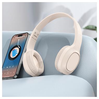 Накладні бездротові навушники Hoco W46 Charm Milky White фото №3