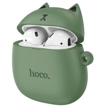 Навушники бездротові дитячі Bluetooth HOCO Cat EW45 в кейсі, оливкові фото №1