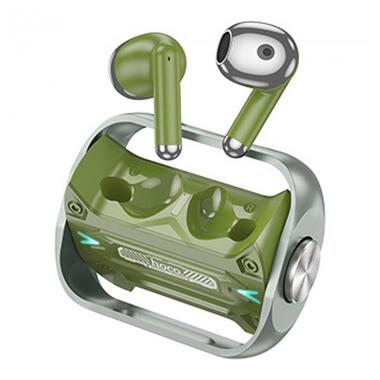Навушники бездротові ігрові Bluetooth Hoco Trendy EW55 в кейсі, зелені фото №2