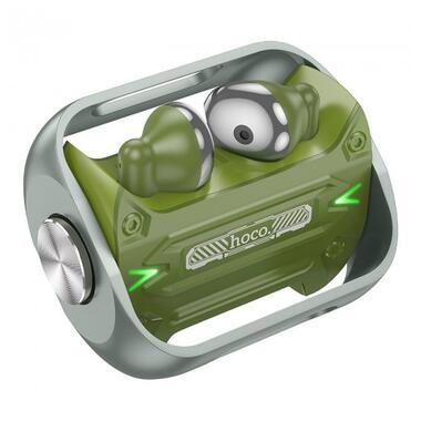 Навушники бездротові ігрові Bluetooth Hoco Trendy EW55 в кейсі, зелені фото №1