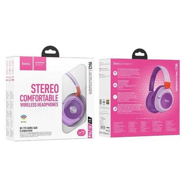 Накладні бездротові навушники Hoco W43 Adventure Purple фото №4