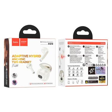 Наушники HOCO Field ANC + ENC noise Cancelling true wireless BT headset EQ18 белые фото №5