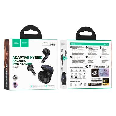 Наушники HOCO Field ANC + ENC noise Cancelling true wireless BT headset EQ18 черные фото №3