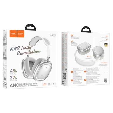Беспроводные накладные наушники HOCO W68 Calma ANC noise-canceling BT headphones(App) Silver (6942007674010) фото №2