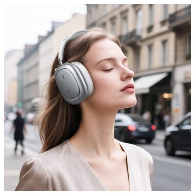 Беспроводные накладные наушники HOCO W68 Calma ANC noise-canceling BT headphones(App) Silver (6942007674010) фото №4