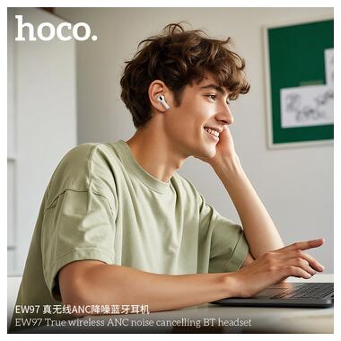Беспроводные наушники HOCO EW97 True wireless ANC noise reduction BT headset White (6942007673976) фото №8