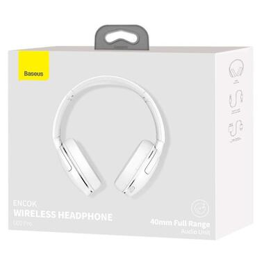 Накладні бездротові навушники Baseus Encok Wireless headphone D02 Pro (NGTD01030) White фото №6