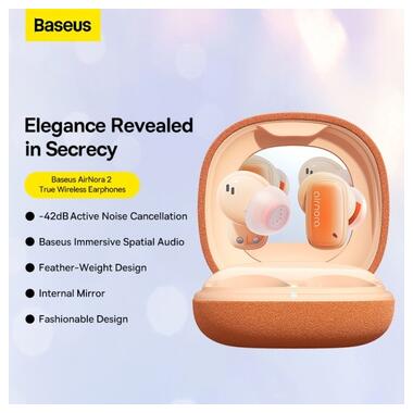 Бездротові навушники Baseus AirNora 2 Bluetooth 5.3 Orange (NGTW320207) фото №4