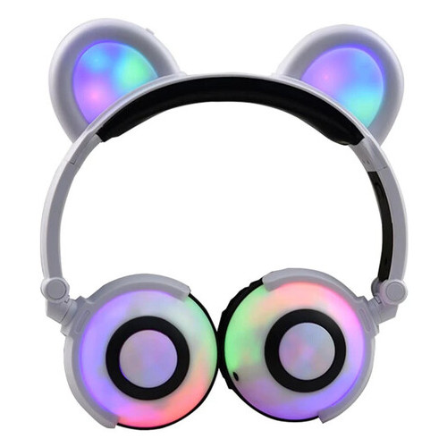 Навушники Linx Bear Ear з ведмежими вушками Led підсвічування Білі (SUN1860) фото №1