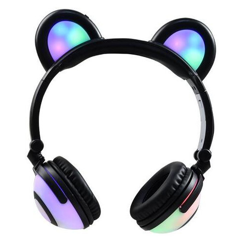 Навушники Linx Bear Ear з ведмежими вушками Led підсвічування Чорний (SUN1859) фото №1