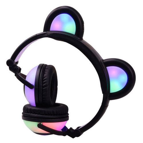 Навушники Linx Bear Ear з ведмежими вушками Led підсвічування Чорний (SUN1859) фото №2