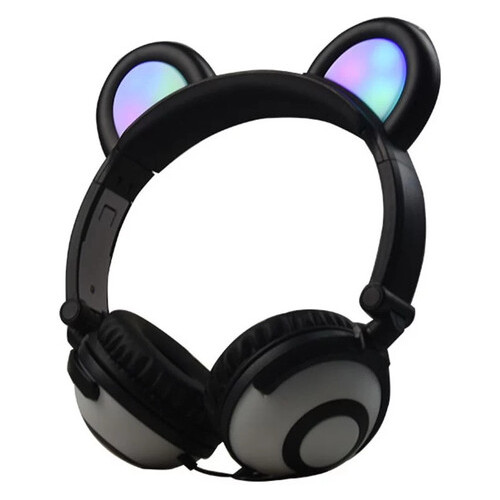 Навушники Linx Bear Ear з ведмежими вушками Led підсвічування Чорний (SUN1859) фото №3