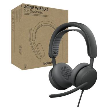 Наушники Logitech Zone Wired 2 for Business USB Graphite (981-001615) фото №1