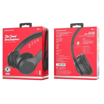 Бездротові навушники Borofone BO5 Star sound wired headphones 3.5 мм (mini-Jack) Black (BO5B) фото №3