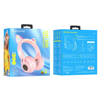 Навушники Borofone BO18 Cat Bluetooth/AUX 3,5 мм Pink (BO18P) фото №3