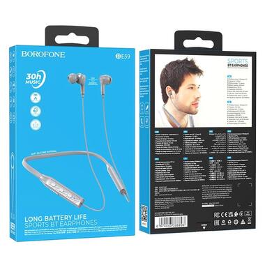 Bluetooth навушники Borofone BE59 Rhythm neckband Gray фото №5