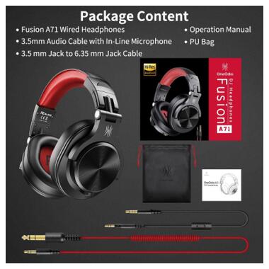 Наушники OneOdio A71 3,5мм/6,35мм Black/Red (A71 Red) фото №3