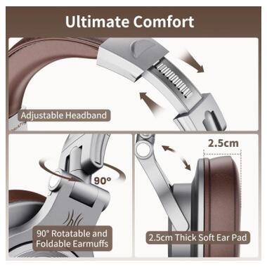 Наушники OneOdio A71 3,5мм/6,35мм Silver/Brown (A71 Silver Brown) фото №6