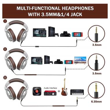 Наушники OneOdio A71 3,5мм/6,35мм Silver/Brown (A71 Silver Brown) фото №4