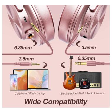 Наушники OneOdio Fusion A70 Bluetooth+3,5мм/6,35мм Rose/Gold (A70 Rose Gold) фото №6